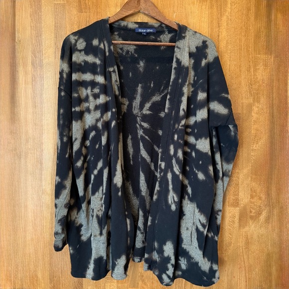 OCEAN DRIVE Black Tie-Dye Knit Cardigan Size Small - Picture 1 of 3